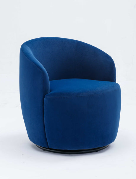 Tule Velvet Swivel Accent Armchair with Metal Ring Detail Blue - Ornate Home
