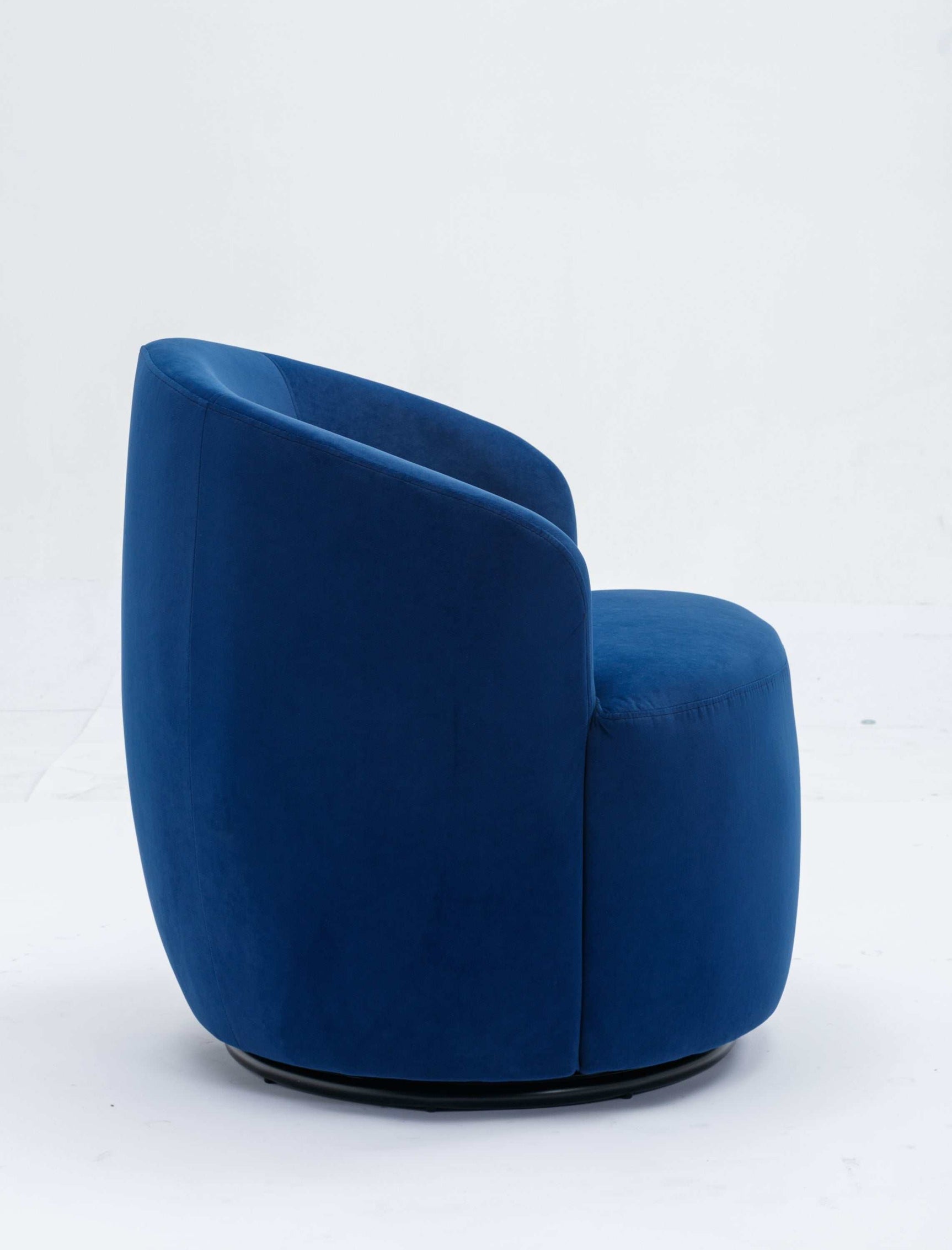 Tule Velvet Swivel Accent Armchair with Metal Ring Detail Blue - Ornate Home