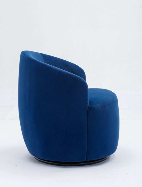 Tule Velvet Swivel Accent Armchair with Metal Ring Detail Blue - Ornate Home