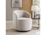 Tule Velvet Swivel Accent Armchair with Metal Ring Detail Gray - Ornate Home