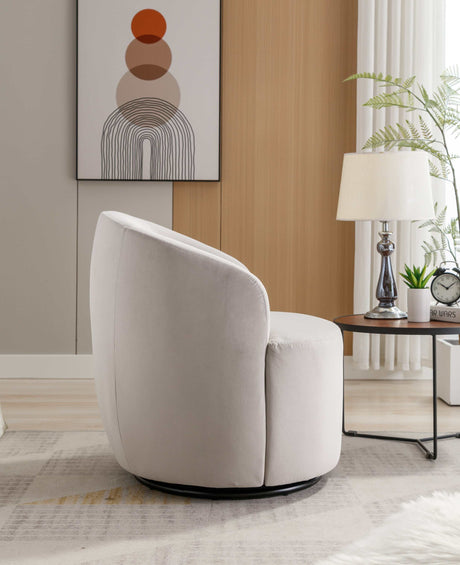 Tule Velvet Swivel Accent Armchair with Metal Ring Detail Gray - Ornate Home