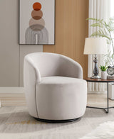 Tule Velvet Swivel Accent Armchair with Metal Ring Detail Gray - Ornate Home