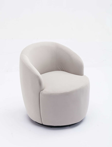 Tule Velvet Swivel Accent Armchair with Metal Ring Detail Gray - Ornate Home