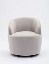 Tule Velvet Swivel Accent Armchair with Metal Ring Detail Gray - Ornate Home