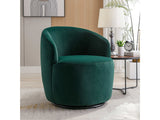 Tule Velvet Swivel Accent Armchair with Metal Ring Detail Green - Ornate Home