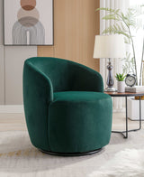 Tule Velvet Swivel Accent Armchair with Metal Ring Detail Green - Ornate Home