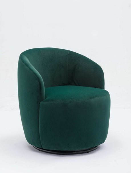 Tule Velvet Swivel Accent Armchair with Metal Ring Detail Green - Ornate Home
