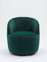 Tule Velvet Swivel Accent Armchair with Metal Ring Detail Green - Ornate Home