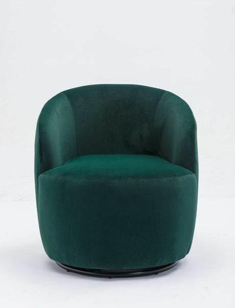 Tule Velvet Swivel Accent Armchair with Metal Ring Detail Green - Ornate Home
