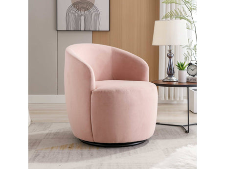 Tule Velvet Swivel Accent Armchair with Metal Ring Detail Pink - Ornate Home