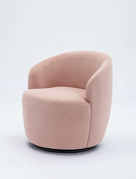 Tule Velvet Swivel Accent Armchair with Metal Ring Detail Pink - Ornate Home