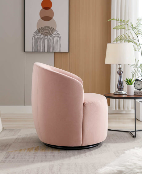 Tule Velvet Swivel Accent Armchair with Metal Ring Detail Pink - Ornate Home