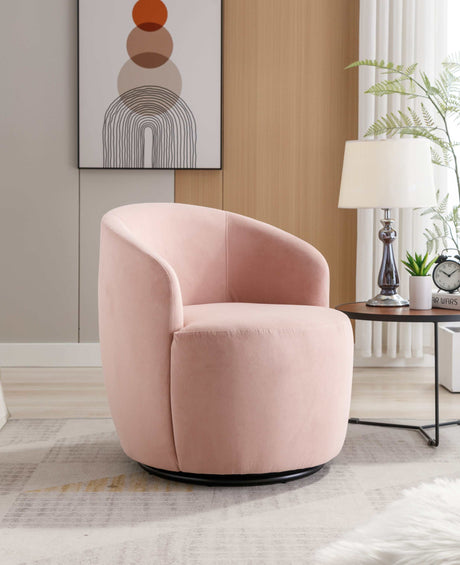 Tule Velvet Swivel Accent Armchair with Metal Ring Detail Pink - Ornate Home