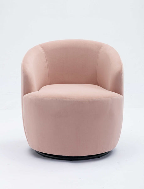 Tule Velvet Swivel Accent Armchair with Metal Ring Detail Pink - Ornate Home