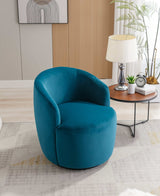 Tule Velvet Swivel Accent Armchair with Metal Ring Detail Teal - Ornate Home