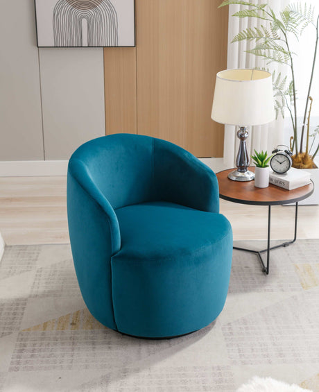 Tule Velvet Swivel Accent Armchair with Metal Ring Detail Teal - Ornate Home