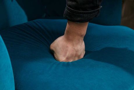 Tule Velvet Swivel Accent Armchair with Metal Ring Detail Teal - Ornate Home