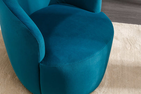Tule Velvet Swivel Accent Armchair with Metal Ring Detail Teal - Ornate Home