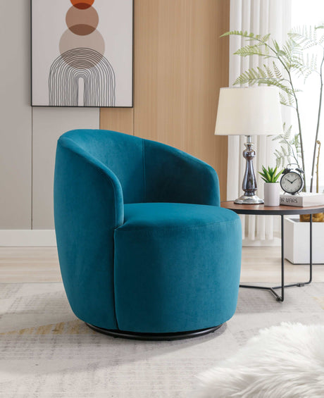 Tule Velvet Swivel Accent Armchair with Metal Ring Detail Teal - Ornate Home