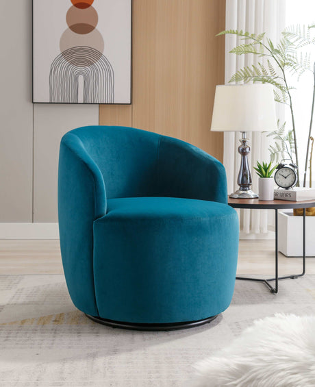 Tule Velvet Swivel Accent Armchair with Metal Ring Detail Teal - Ornate Home