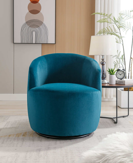 Tule Velvet Swivel Accent Armchair with Metal Ring Detail Teal - Ornate Home