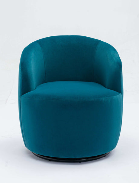 Tule Velvet Swivel Accent Armchair with Metal Ring Detail Teal - Ornate Home