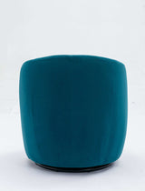 Tule Velvet Swivel Accent Armchair with Metal Ring Detail Teal - Ornate Home