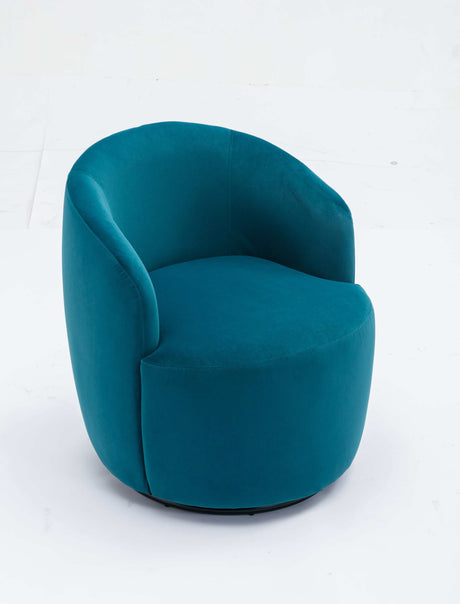 Tule Velvet Swivel Accent Armchair with Metal Ring Detail Teal - Ornate Home