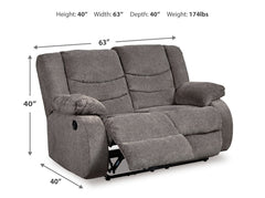 Tulen Gray Manual Reclining Loveseat - Ornate Home