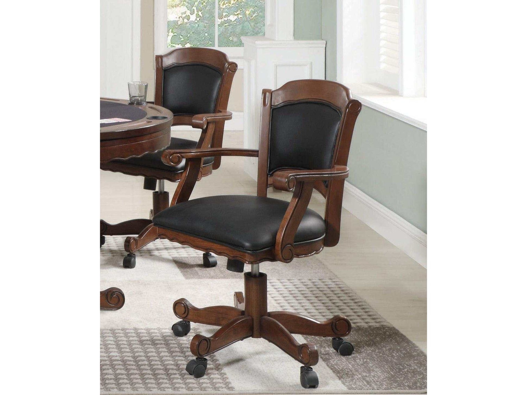 Turk Black And Tobacco Game Chair /w Casters - Ornate Home