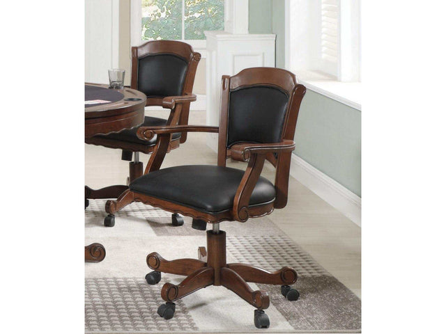 Turk Black And Tobacco Game Chair /w Casters - Ornate Home