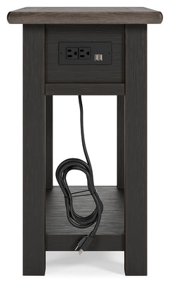 Tyler Creek Grayish Brown/Black Chairside End Table - Ornate Home