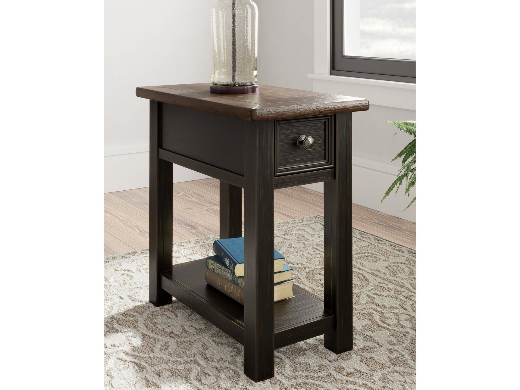 Tyler Creek Grayish Brown/Black Chairside End Table - Ornate Home