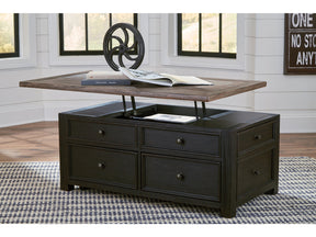 Tyler Creek Grayish Brown/Black Lift Top Coffee Table - Ornate Home