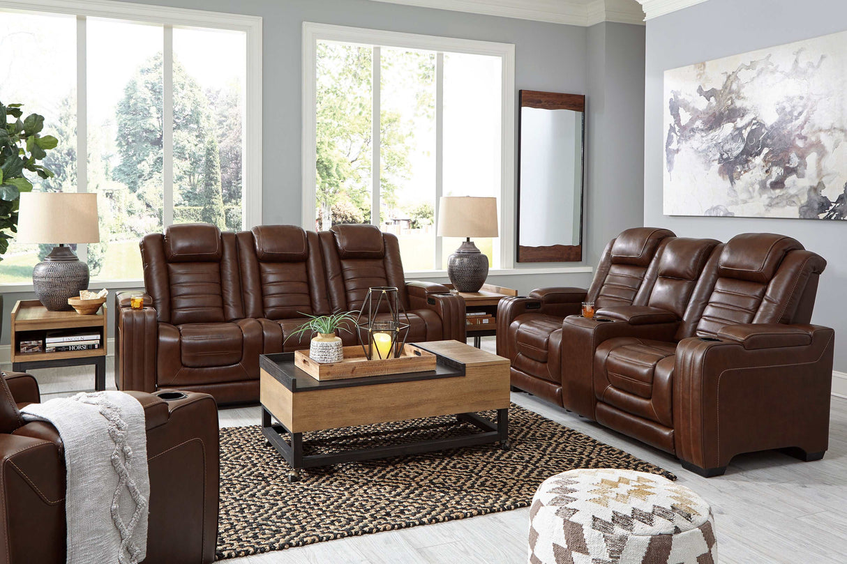 Backtrack Chocolate Power Reclining Sofa, Loveseat & Chair / 3pc Set - Ornate Home