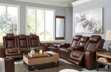 Backtrack Chocolate Power Reclining Sofa & Loveseat / 2pc Set - Ornate Home