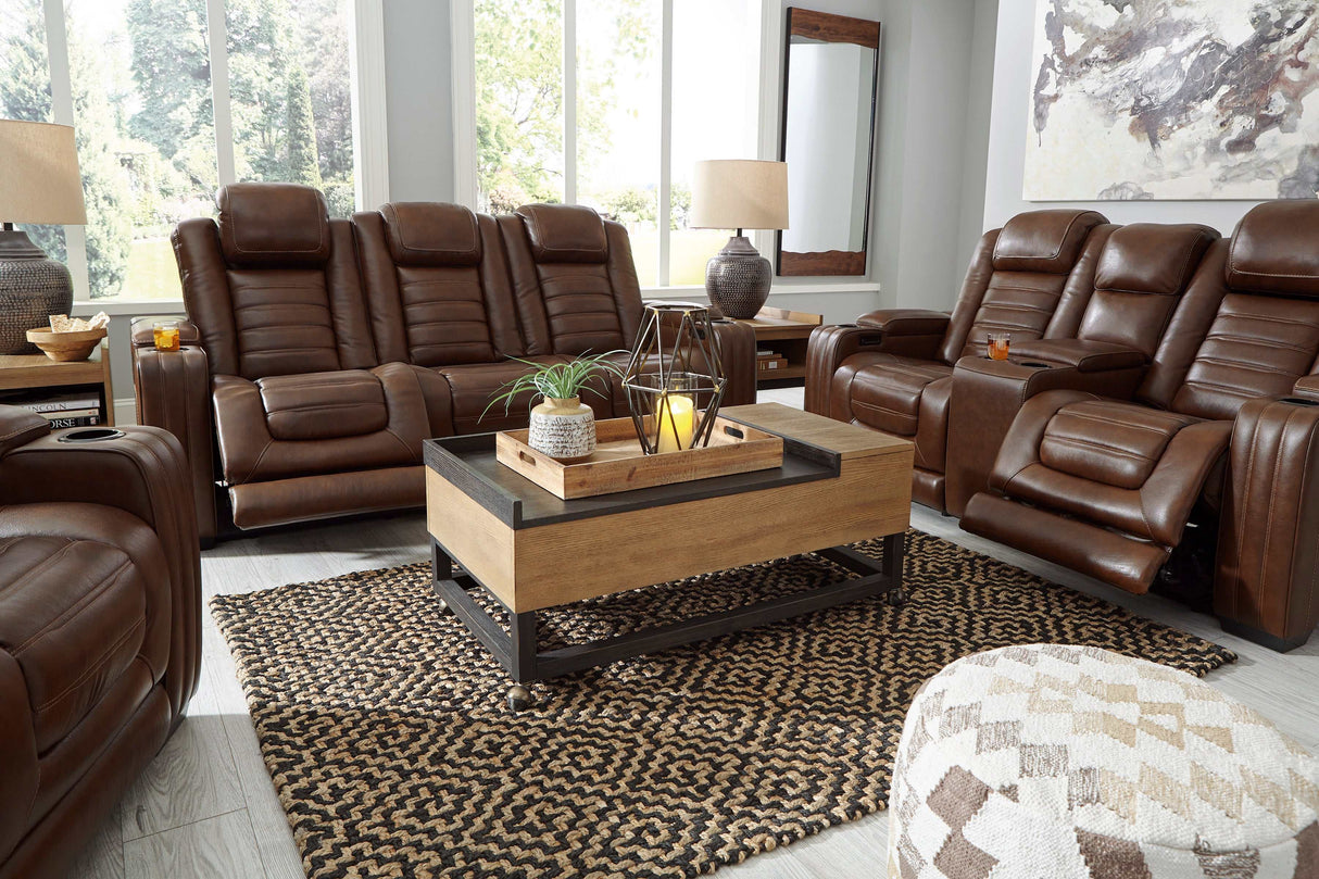 Backtrack Chocolate Power Reclining Sofa, Loveseat & Chair / 3pc Set - Ornate Home