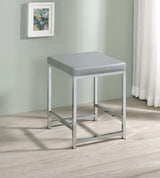 Umbridge Light Grey / Chrome Vanity Stool - Ornate Home