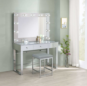 Umbridge Light Grey / Chrome Vanity Stool - Ornate Home