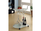 Una Chrome & White Serving Cart - Ornate Home