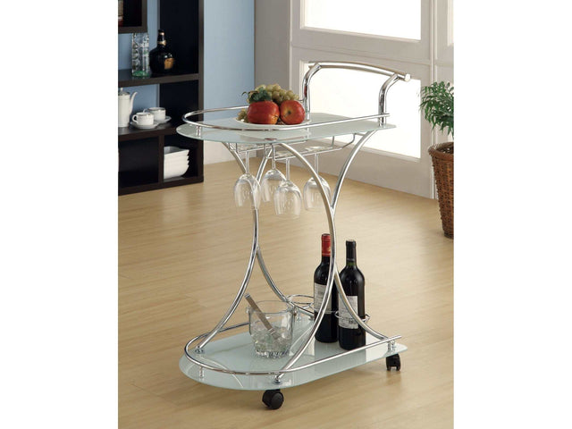 Una Chrome & White Serving Cart - Ornate Home