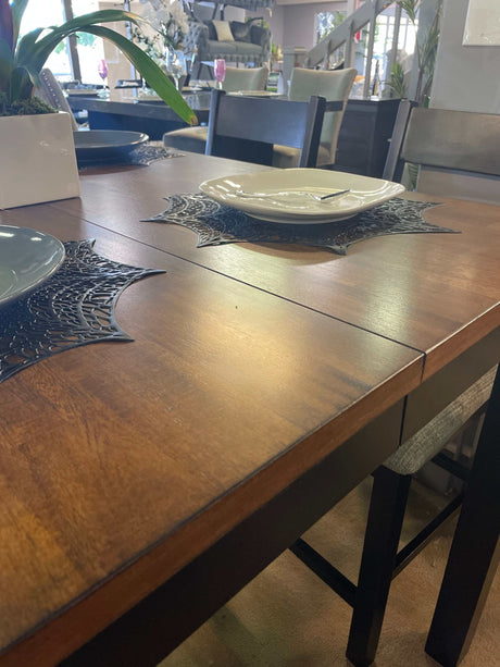 Valdor Dark Oak & Espresso Counter Height Table w/ Leaf - Ornate Home