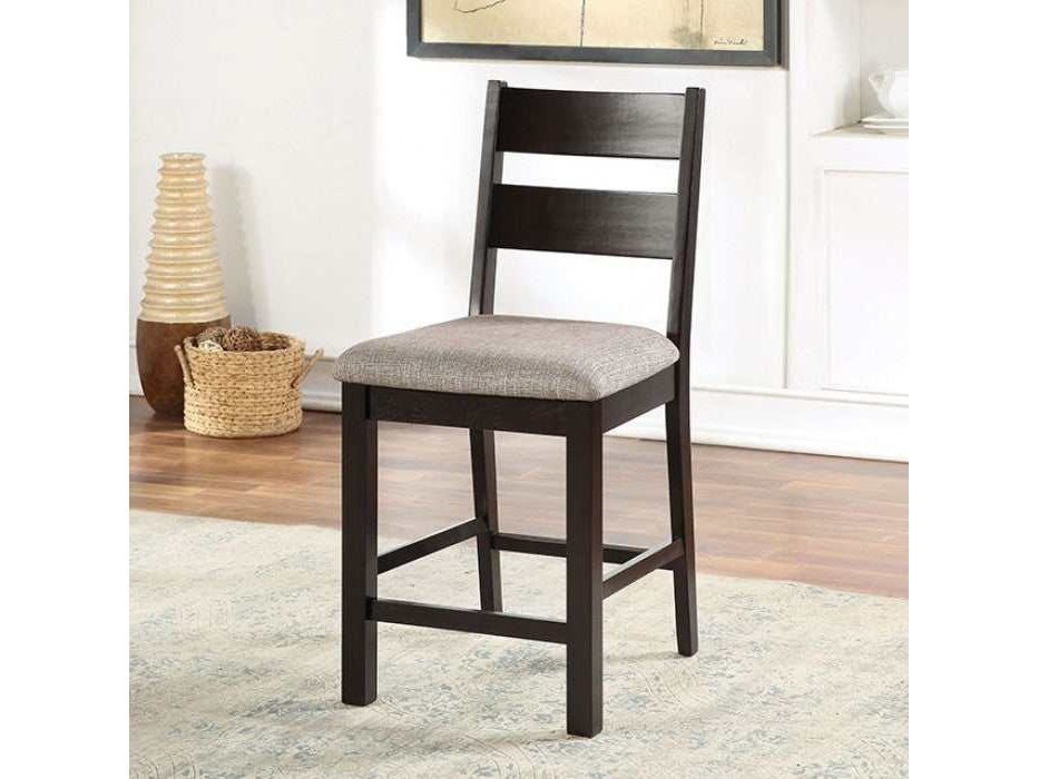 Valdor Espresso & Gray Counter Height Chair (Set of 2) - Ornate Home