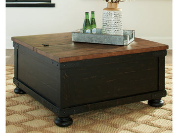 Valebeck Black & Brown Lift Top Coffee Table - Ornate Home