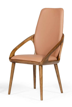 Valier Walnut & Brown Leatherette Dining Chair (Set of 2) - Ornate Home