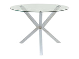 Vance Chrome Glass Top Dining Table w/ XCross Base - Ornate Home