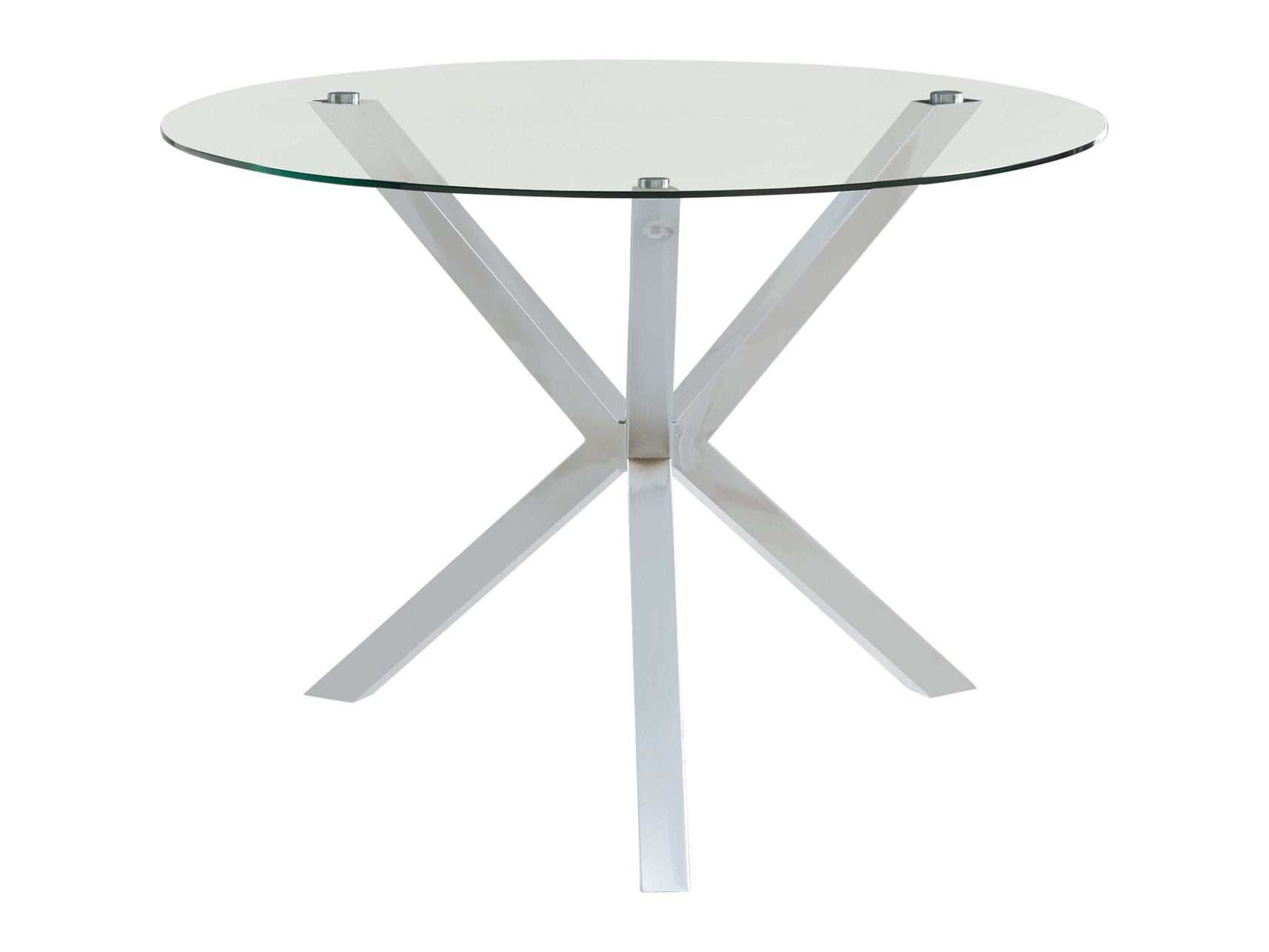 Vance Chrome Glass Top Dining Table w/ XCross Base - Ornate Home