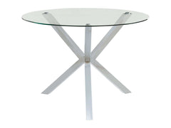 Vance Chrome Glass Top Dining Table w/ XCross Base - Ornate Home