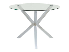Vance Chrome Glass Top Dining Table w/ XCross Base - Ornate Home