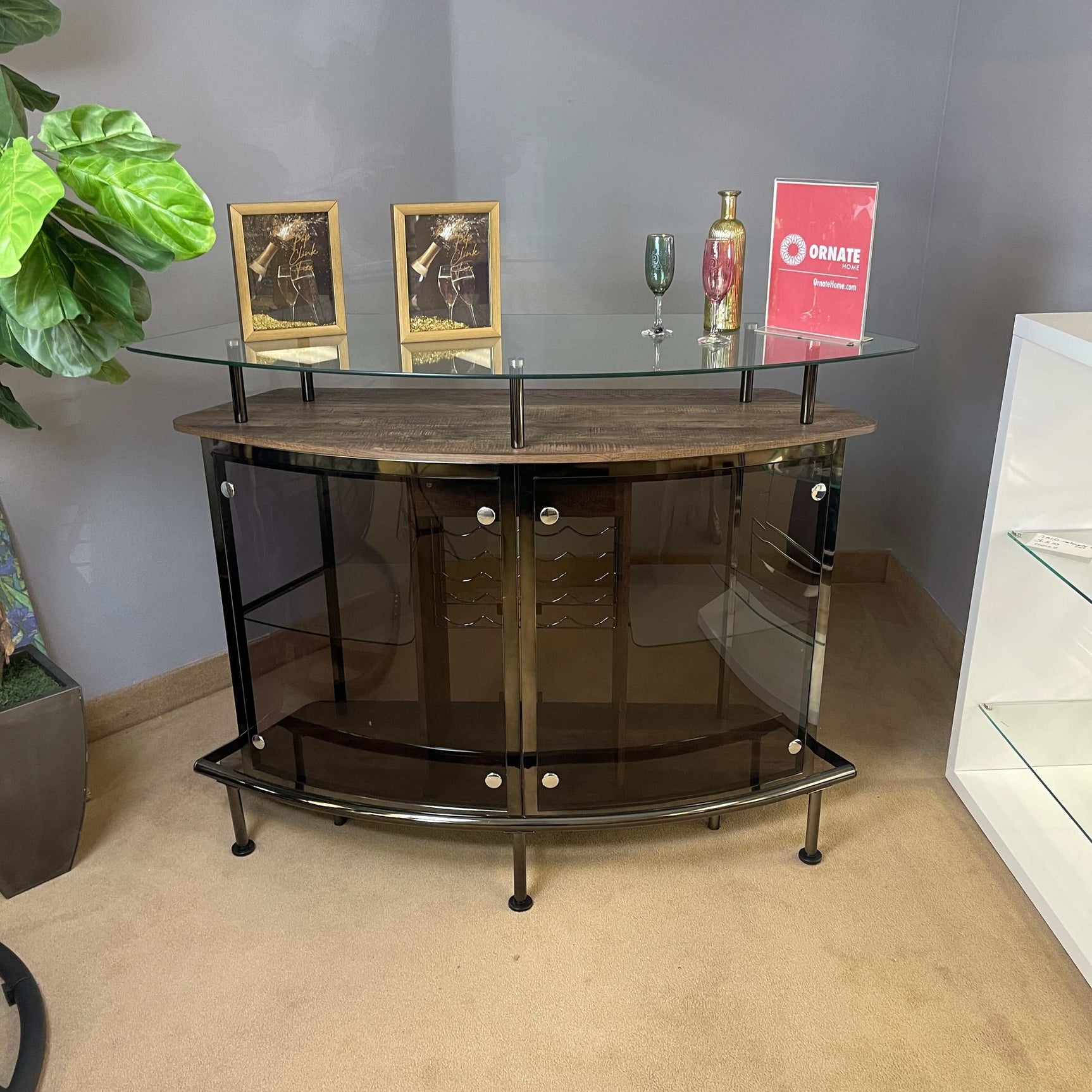 Varo Brown & Black Glass Top Bar Unit - Ornate Home